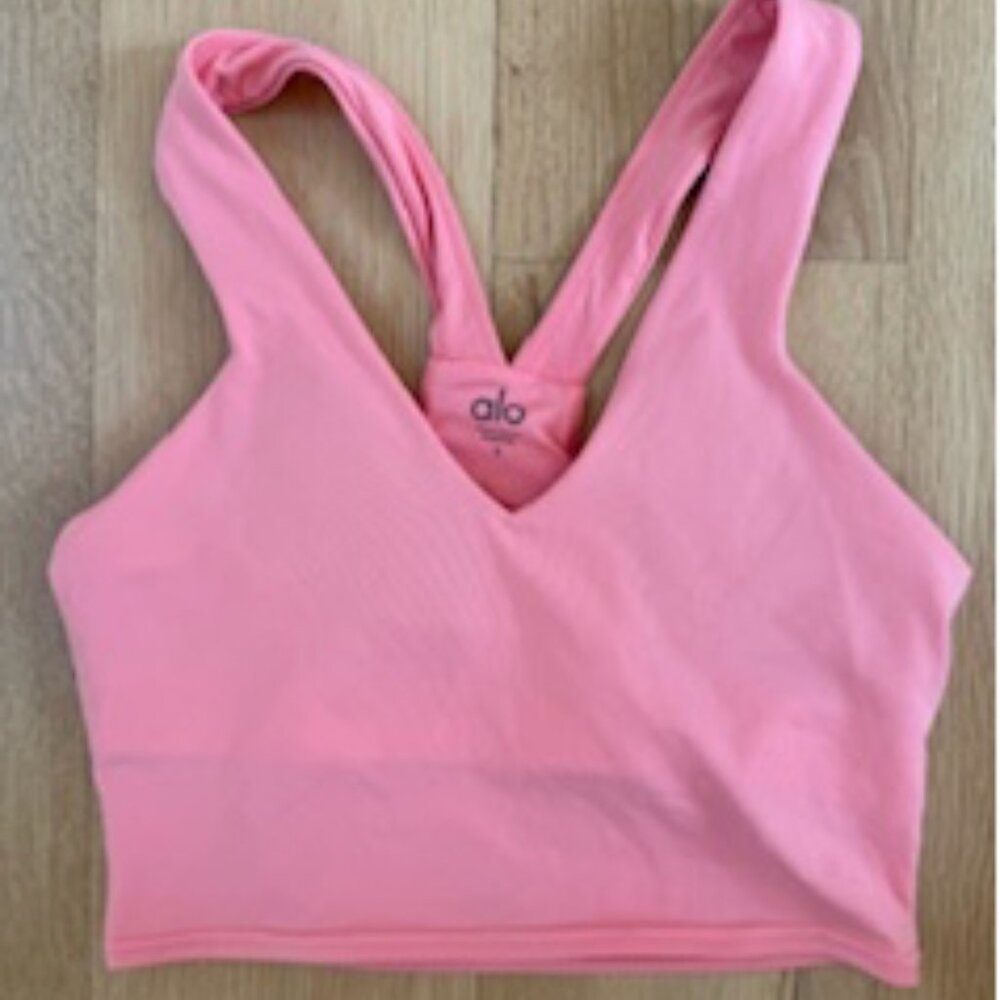 ALO YOGA Airbrush Real Bra Tank in Coral. Size: SMALL ALO Yoga